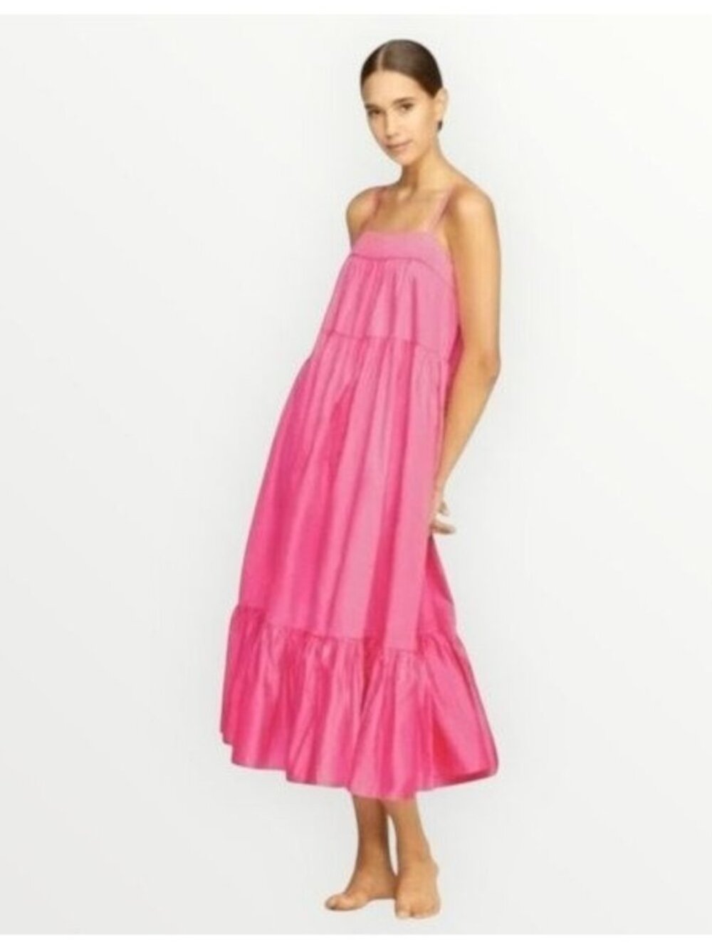 🛍 Mikoh Sakura Tiered Ruffled Midi Dress Pink Size 6-8